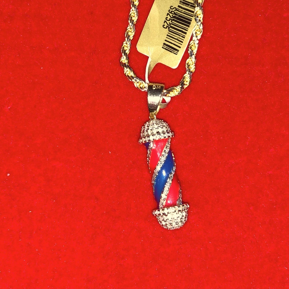 Real diamond barber pole pendant, NOT CZ free posh authenticity included, GIFT